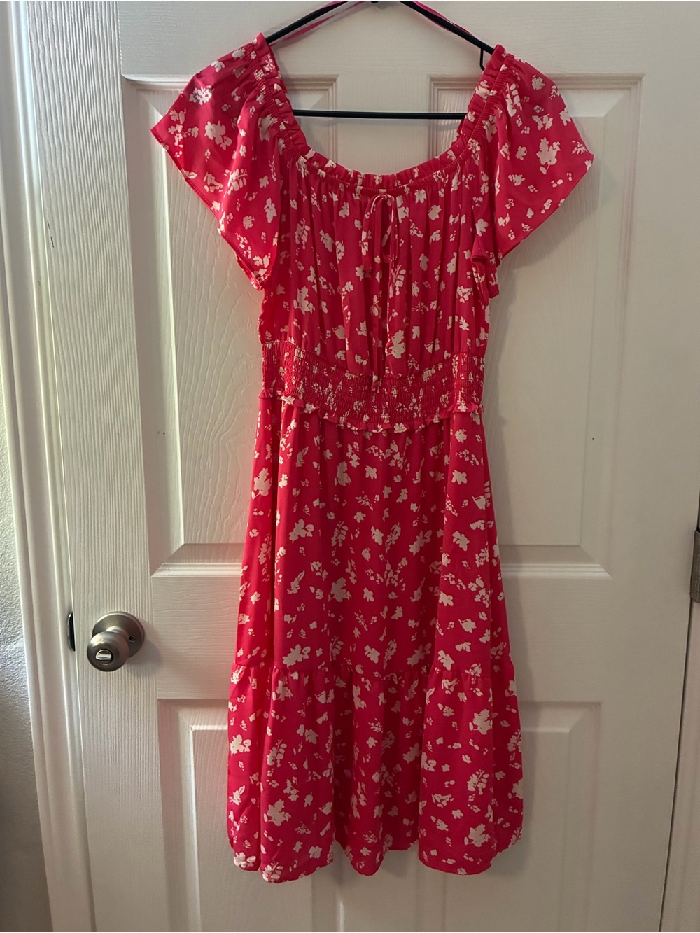 Sienna Sky Pink Floral Off-Shoulder Midi Dress